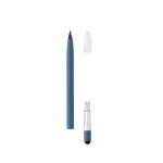 Aluminium-Kugelschreibermit Radiergummi ohne Tinte Farbe blau dritte Ansicht