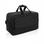 Reisetasche aus RPET mit großem Fach und Trolley-Gurt farbe schwarz