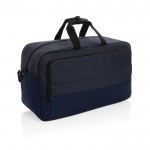 Reisetasche aus RPET mit großem Fach und Trolley-Gurt farbe marineblau