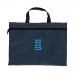 Recycelte Messetasche mit Henkel Farbe marineblau Ansicht mit Logo