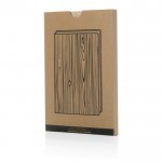 Notizbuch mit Cover aus Holz und gestreiften Blättern, A5 farbe hellbraun Ansicht mit Box