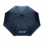 Faltbarer reflektierender Regenschirm Farbe marineblau Ansicht mit Logo