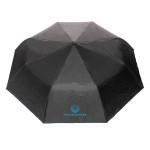 Kleiner, faltbarer Regenschirm in zwei Farben Farbe marineblau Ansicht mit Logo