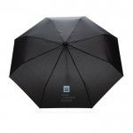 Faltbarer Schirm aus recyceltem Kunststoff Farbe schwarz Ansicht mit Logo