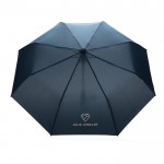 Kleiner winddichter Regenschirm Farbe marineblau Ansicht mit Logo