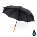 Recycelter Regenschirm mit Bambusgriff Farbe schwarz