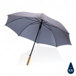Recycelter Regenschirm mit Bambusgriff Farbe dunkelgrau