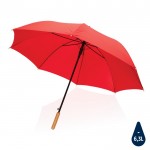 Recycelter Regenschirm mit Bambusgriff Farbe rot