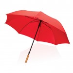 Recycelter Regenschirm mit Bambusgriff Farbe rot vierte Ansicht