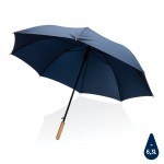 Recycelter Regenschirm mit Bambusgriff Farbe marineblau