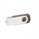 USB-Stick aus dunklem Holz mit weißem Clip, Anisht Dunkler Holzton