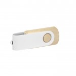USB-Stick aus dunklem Holz mit weißem Clip, Ansicht Heller Holzton