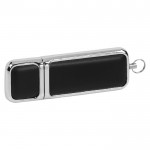 Eleganter USB-Stick kombiniert Leder und Metall Farbe schwarz
