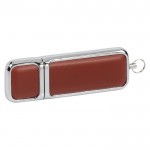 Eleganter USB-Stick kombiniert Leder und Metall Farbe braun