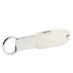 Schlüsselanhänger mit USB-Stick aus Leder Farbe weiß