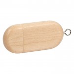 USB-Stick aus Holz oval als Werbemittel Farbe heller Holzton