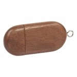 USB-Stick aus Holz oval als Werbemittel Farbe dunkler Holzton