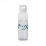 Transparente Flasche aus recyceltem Kunststoff, 650 ml Ansicht mit Druckbereich