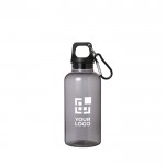 Transparente Flasche aus recyceltem Kunststoff, 400 ml Ansicht mit Druckbereich
