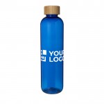 Transparente Flasche aus recyceltem Kunststoff, 1 L Ansicht mit Druckbereich