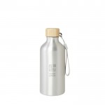 Flasche aus recyceltem Aluminium mit Bambusdeckel, 500 ml Ansicht mit Druckbereich