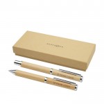 Kugelschreiber- und Tintenroller-Set aus Bambus Ansicht mit Druckbereich