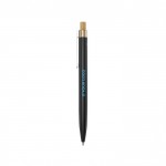 Kugelschreiber aus Aluminium und Bambus mit blauer Tinte Ansicht mit Druckbereich