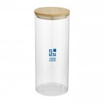Großer Lebensmittelbehälter aus Glas mit Bambusdeckel Ansicht mit Druckbereich