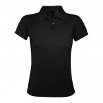 Damen-Polohemden aus Polyester und Baumwolle 200 g/m2 Farbe Schwarz