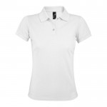 Damen-Polohemden aus Polyester und Baumwolle 200 g/m2 Farbe Weiß