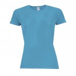Bedruckte Sport-T-Shirts für Damen 140 g/m2 Farbe cyan-blau
