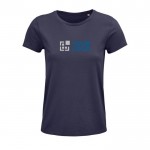 T-Shirt Öko für Damen 150 g/m2 Ansicht mit Druckbereich
