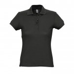 Damen-Polohemd aus Baumwolle 170 g/m2 Farbe schwarz