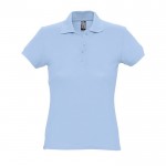 Damen-Polohemd aus Baumwolle 170 g/m2 Farbe pastellblau