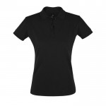 Im Siebdruckverfahren bedruckte Polohemden für Damen 180 g/m2 Farbe schwarz