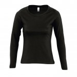 Damen-T-Shirts mit langen Ärmeln 150 g/m2 Farbe schwarz
