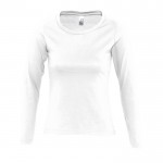 Damen-T-Shirts mit langen Ärmeln 150 g/m2 Farbe weiß