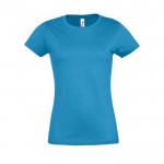 Bedruckbares Damen-T-Shirt 190 g/m2 Farbe cyan-blau