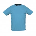 Atmungsaktive T-Shirts mit Logo bedrucken Farbe cyan-blau