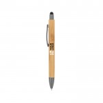 Bambus-Kuli mit Metallclip und schwarzem Touch-Stift Ansicht mit Druckbereich
