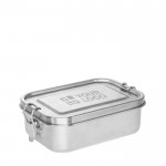 Lunchbox aus recyceltem Edelstahl mit Verschluss, 750 ml Ansicht mit Druckbereich