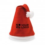 Mütze mit Weihnachtsmann in Polyester Ansicht mit Druckbereich