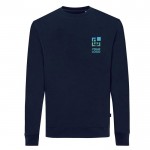 Sweatshirt  aus Öko-Baumwolle 340 g/m2 Iqoniq Zion farbe marineblau Ansicht mit Druckbereich