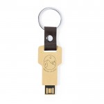USB-Stick als Schlüsselanhänger in natürlichem Farbton 