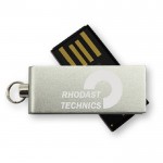 Kleiner USB-Stick für den Schlüsselanhänger mit Logo Farbe mattsilber