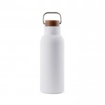 Flasche aus recyceltem Edelstahl mit Holzdeckel, 580 ml farbe weiß