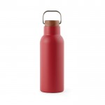 Flasche aus recyceltem Edelstahl mit Holzdeckel, 580 ml farbe rot