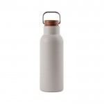 Flasche aus recyceltem Edelstahl mit Holzdeckel, 580 ml farbe grau