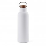 Flasche aus recyceltem Edelstahl mit Holzdeckel, 800 ml farbe weiß