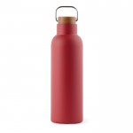Flasche aus recyceltem Edelstahl mit Holzdeckel, 800 ml farbe rot